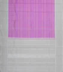 Lavender Handloom Korvai Kanchipuram Silk Saree With Grey Border-KA14712