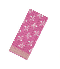 Dusty Pink Printed Synthetic Dola Silk Saree With Floral Motifs-BL5725