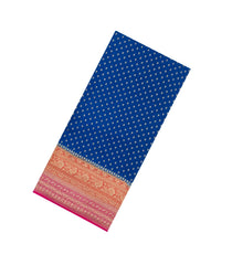 Blue Handloom Banarasi Khaddi Georgette Silk Saree With Contrast Border-BE1815