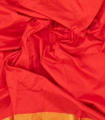 Red Handloom Kanchipuram 9 Yards Silk Saree With Zari Border-KA13385