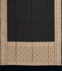 Black Woven Blended Satin Saree With Floral Zari Motifs-BL6001