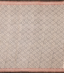 Black Printed Chanderi Cotton Saree With Floral Motifs-CC1762