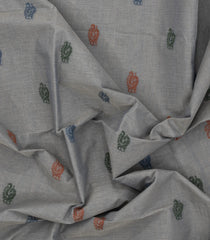 Grey Handloom Bengal Cotton Saree With Annam Motifs-BG1831