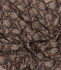 Black Printed Jaipur Cotton Saree With Floral Motifs-JC1549
