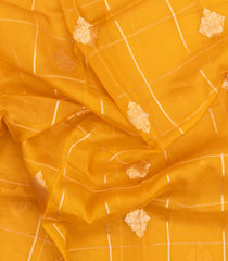 Mustard Woven Pure Organza Silk Saree With Zari Checks & Buttas-KS1081