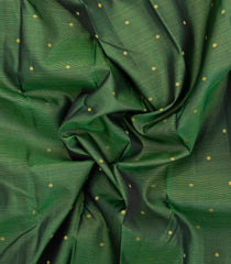 Dark Green Handloom Kanchipuram Silk Saree With Vairaoosi Stripes & Buttas-KA15688