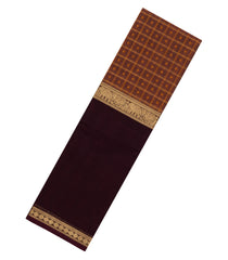 Dusty Peach Handloom Muppagam Kanchi Cotton Saree With Checks & Buttas-KC1761