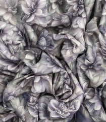 Grey Woven Art Linen Saree With Printed Floral Motifs-BL3755