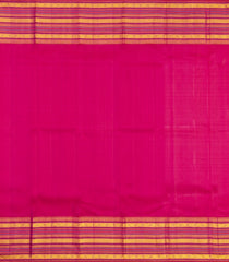 White Handloom Korvai Kanchipuram Silk Saree With Pink Border-KA15867