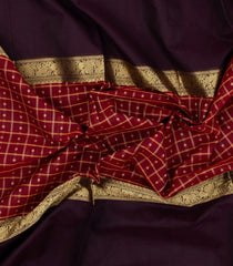 Maroon Handloom Muppagam Silk Cotton Saree With Checks-SC4345