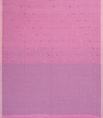 Bubblegum Pink Handloom Bengal Cotton Saree With Meena Coin Buttas-BG1758