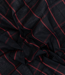 Black Handloom Rasipuram Cotton Saree With Checks-RA2586