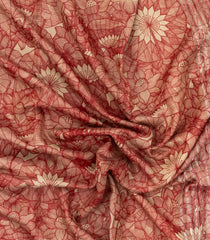 Crimson Handloom Tussar Silk Saree With Printed Floral Motifs-TU3135
