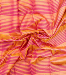 Bubblegum Pink Handloom Korvai Kanchipuram Silk Saree With Stripes-KA15793