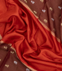 Red Woven Blended Viscose Saree With Contrast Border-BL5679