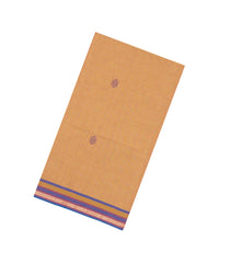Sandal Handloom Bengal Cotton Saree With Stirpes & Floral Buttas-BG1696