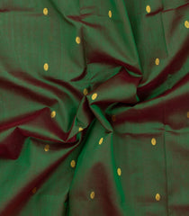Green Handloom Silk Cotton Saree With Buttas & Contrast Border-SC4711