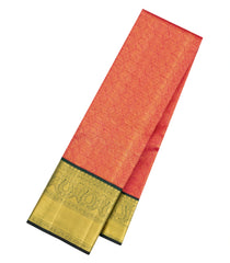 Red Handloom Korvai Kanchipuram Silk Saree With Green Border-KA16363