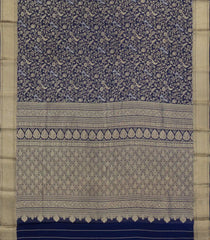 Navy Blue Woven Mysore Silk Saree With Bird Vine Motifs-MS3381