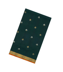 Bottle Green Handloom Uppada Silk Saree With Zari Buttas & Pallu-UP0365