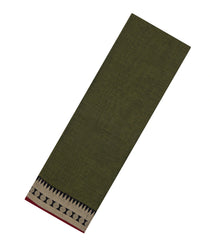 Olive Green Woven Chirala Cotton Saree With Contrast Border-CR1409