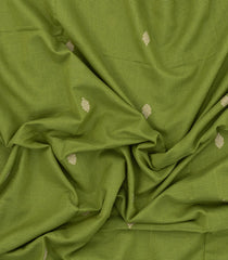 Green Handloom Bengal Cotton Saree With Floral Buttas-BG1621