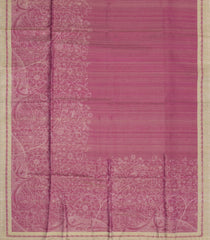 Peach Printed Synthetic Tussar Saree With Contrast border-BL5366