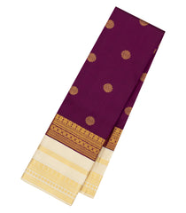 Magenta Handloom Korvai Kanchipuram Silk Saree With Floral Buttas-KA13926