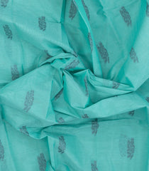 Turquoise Woven Rasipuram Cotton Sari With Buttas-RA2618