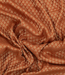 Rust Woven Mysore Silk Saree With Floral Motifs-MS3308