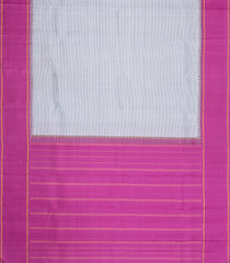 Grey Handloom Korvai Kanchipuram Silk Saree With Stripes-KA16216