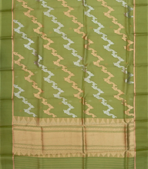 Cardamom Green Handloom Banarasi Organza Silk Saree With Floral Motifs-BE1662