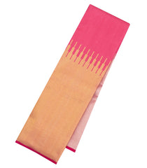 Peach Handloom Korvai Kanchipuram Silk Saree With Temple Border-KA15378