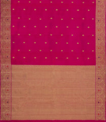 Magenta Handloom Kanchipuram Silk Saree With Meena Floral Motifs-KA14523