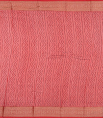 Orange Printed Chanderi Cotton Saree With Zari Border-CC1573