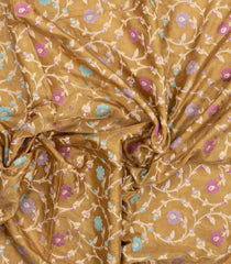 Beige Handloom Banarasi Silk Saree With Meena Floral Vine Motifs-BE1916