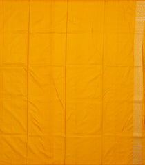 Mustard Handloom Banarasi Silk Saree And Floral Motifs