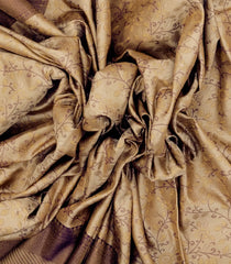 Beige Handloom Kanchipuram Silk Saree With Meena Floral Motifs-KA14552