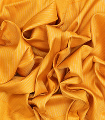 Yellow Handloom Kanchipuram Silk Saree With Chevron Stripes