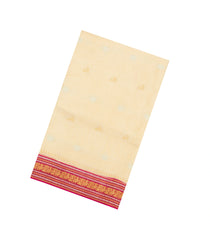 Cream Woven Blended Viscose Saree With Checks & Buttas-BL5696