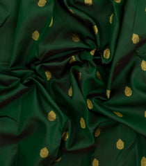 Bottle Green Handloom Kanchipuram Silk Saree With Floral Buttas-KA13820
