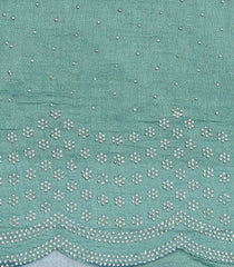 Aquamarine Woven Synthetic Vichitra Saree With Stone Work -BL5427