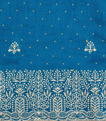 Blue Synthetic Vichitra Zari Embroidery With Stone Work-BL5469