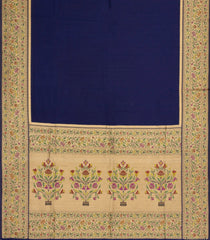 Navy Blue Woven Art Dupion Saree With Meena Floral Border-BL5923