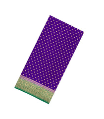 Purple Handloom Banarasi Khaddi Georgette Silk Saree With Contrast Border-BE1801