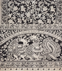 Black Printed Kalamkari Cotton Saree -KAL1238