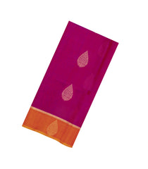 Pink Handloom Silk Cotton Saree With Buttas & Contrast Border-SC4535