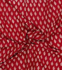 Crimson Printed Jaipur Cotton Saree With Floral Motifs-JC1816