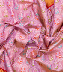 BubbleGum Pink Handloom Kanchipuram Silk Saree With Meena Floral Motifs-KA14522