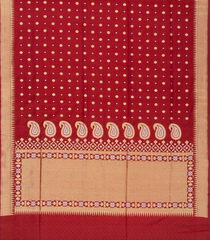 Crimson Handwoven Banarasi Silk Saree With Floral Motifs